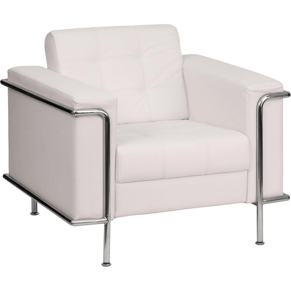 image:imageFlash Furniture HERCULES Lesley Series Contemporary White LeatherSoft Chair with Encasing Frame