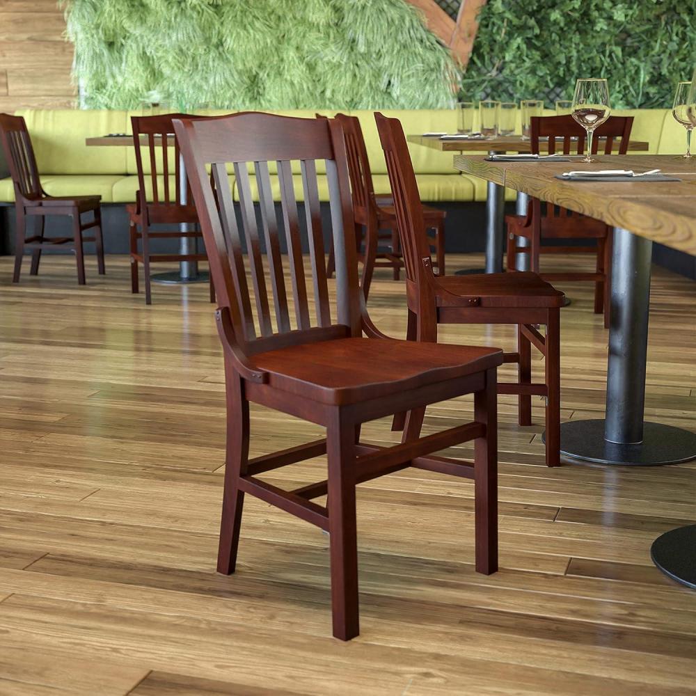 image:imageFlash Furniture HERCULES Series School House Back Mahogany Wood Restaurant Chair Pack of 4