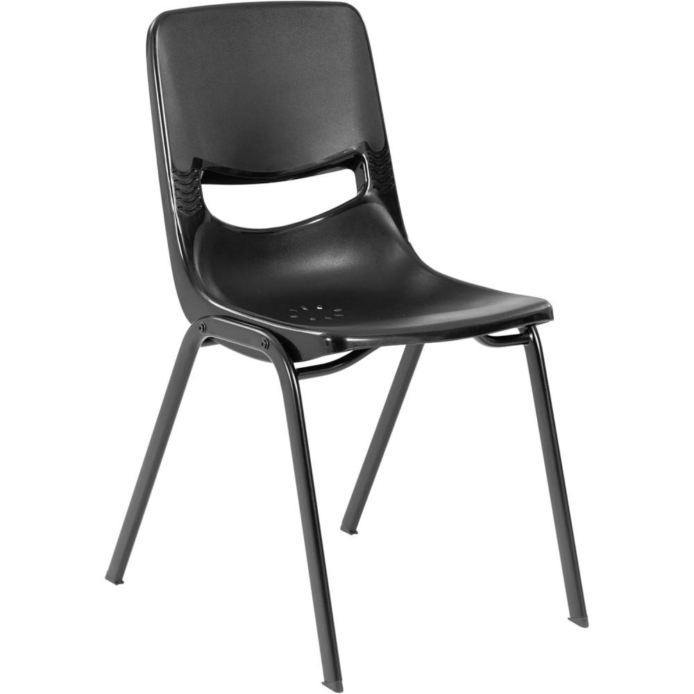 image:imageFlash Furniture Hercules Flex Comfort Classroom Stack Chair HeavyDuty Construction Ergonomic Flex Back PowderCoated Steel Frame Fixed Floor Glides BlackBlack