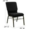 Flash Furniture 4 Pack HERCULES Series 18.5”W Church Chair in Black Fabric with Book Rack – Silver Vein Frame(Black Dot Patterned Fabric/Gold Vein Frame)