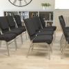 Flash Furniture 4 Pack HERCULES Series 18.5”W Church Chair in Black Fabric with Book Rack – Silver Vein Frame(Black Fabric/Silver Vein Frame)