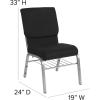 Flash Furniture 4 Pack HERCULES Series 18.5”W Church Chair in Black Fabric with Book Rack – Silver Vein Frame(Black Fabric/Silver Vein Frame)