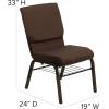 Flash Furniture 4 Pack HERCULES Series 18.5”W Church Chair in Black Fabric with Book Rack – Silver Vein Frame(Brown Fabric/Gold Vein Frame)