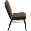 Flash Furniture 4 Pack HERCULES Series 18.5”W Church Chair in Black Fabric with Book Rack – Silver Vein Frame(Brown Fabric/Gold Vein Frame)