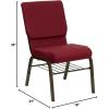 Flash Furniture 4 Pack HERCULES Series 18.5”W Church Chair in Black Fabric with Book Rack – Silver Vein Frame(Burgundy Fabric/Gold Vein Frame)