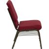 Flash Furniture 4 Pack HERCULES Series 18.5”W Church Chair in Black Fabric with Book Rack – Silver Vein Frame(Burgundy Fabric/Gold Vein Frame)
