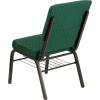 Flash Furniture 4 Pack HERCULES Series 18.5”W Church Chair in Black Fabric with Book Rack – Silver Vein Frame(Green Patterned Fabric/Gold Vein Frame)