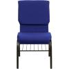 Flash Furniture 4 Pack HERCULES Series 18.5”W Church Chair in Black Fabric with Book Rack – Silver Vein Frame(Navy Blue Fabric/Gold Vein Frame)