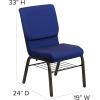 Flash Furniture 4 Pack HERCULES Series 18.5”W Church Chair in Black Fabric with Book Rack – Silver Vein Frame(Navy Blue Patterned Fabric/Gold Vein Frame)