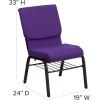 Flash Furniture 4 Pack HERCULES Series 18.5”W Church Chair in Black Fabric with Book Rack – Silver Vein Frame(Purple Fabric/Gold Vein Frame)
