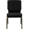 Flash Furniture 4 Pack HERCULES Series 18.5”W Stacking Church Chair in Black Fabric – Silver Vein Frame(Black Dot Patterned Fabric/Gold Vein Frame)
