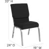 Flash Furniture 4 Pack HERCULES Series 18.5”W Stacking Church Chair in Black Fabric – Silver Vein Frame(Black Fabric/Silver Vein Frame)