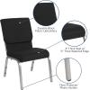 Flash Furniture 4 Pack HERCULES Series 18.5”W Stacking Church Chair in Black Fabric – Silver Vein Frame(Black Fabric/Silver Vein Frame)