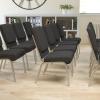 Flash Furniture 4 Pack HERCULES Series 18.5”W Stacking Church Chair in Black Fabric – Silver Vein Frame(Black Fabric/Silver Vein Frame)