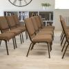 Flash Furniture 4 Pack HERCULES Series 18.5”W Stacking Church Chair in Black Fabric – Silver Vein Frame(Brown Fabric/Gold Vein Frame)
