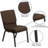 Flash Furniture 4 Pack HERCULES Series 18.5”W Stacking Church Chair in Black Fabric – Silver Vein Frame(Brown Fabric/Gold Vein Frame)