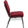Flash Furniture 4 Pack HERCULES Series 18.5”W Stacking Church Chair in Black Fabric – Silver Vein Frame(Burgundy Fabric/Silver Vein Frame)