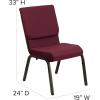 Flash Furniture 4 Pack HERCULES Series 18.5”W Stacking Church Chair in Black Fabric – Silver Vein Frame(Burgundy Patterned Fabric/Gold Vein Frame)