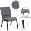 Flash Furniture 4 Pack HERCULES Series 18.5”W Stacking Church Chair in Black Fabric – Silver Vein Frame(Gray Fabric/Gold Vein Frame)
