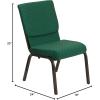 Flash Furniture 4 Pack HERCULES Series 18.5”W Stacking Church Chair in Black Fabric – Silver Vein Frame(Green Patterned Fabric/Gold Vein Frame)