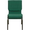 Flash Furniture 4 Pack HERCULES Series 18.5”W Stacking Church Chair in Black Fabric – Silver Vein Frame(Green Patterned Fabric/Gold Vein Frame)
