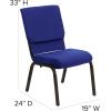 Flash Furniture 4 Pack HERCULES Series 18.5”W Stacking Church Chair in Black Fabric – Silver Vein Frame(Navy Blue Fabric/Gold Vein Frame)