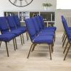 Flash Furniture 4 Pack HERCULES Series 18.5”W Stacking Church Chair in Black Fabric – Silver Vein Frame(Navy Blue Fabric/Gold Vein Frame)