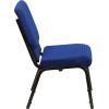 Flash Furniture 4 Pack HERCULES Series 18.5”W Stacking Church Chair in Black Fabric – Silver Vein Frame(Navy Blue Patterned Fabric/Gold Vein Frame)
