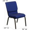 Flash Furniture 4 Pack HERCULES Series 18.5”W Stacking Church Chair in Black Fabric – Silver Vein Frame(Navy Blue Patterned Fabric/Gold Vein Frame)