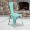 Flash Furniture Commercial Grade Mint Green Metal Indoor-Outdoor Stackable Chair(Mint Green)
