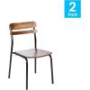 Flash Furniture Cyprus Commercial Grade Wood Dining Chair, Metal Frame, Solid Wood Seat and Back, Floor Glides, Set of 2, White/Antique White(Antique Copper)