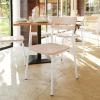 Flash Furniture Cyprus Commercial Grade Wood Dining Chair, Metal Frame, Solid Wood Seat and Back, Floor Glides, Set of 2, White/Antique White(Antique White)