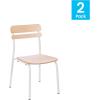 Flash Furniture Cyprus Commercial Grade Wood Dining Chair, Metal Frame, Solid Wood Seat and Back, Floor Glides, Set of 2, White/Antique White(Antique White)