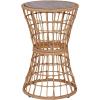Flash Furniture Devon 3-Piece Indoor/Outdoor Bistro Set – Natural Finish Rattan Rope Chairs – Side Table with Acacia Wood Top – Light Gray Seat Cushions – All-Weather