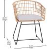 Flash Furniture Devon 3-Piece Indoor/Outdoor Bistro Set – Natural Finish Rattan Rope Chairs – Side Table with Acacia Wood Top – Light Gray Seat Cushions – All-Weather