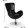 Flash Furniture Egg Series White LeatherSoft Side Reception Chair(Black Leathersoft)