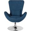 Flash Furniture Egg Series White LeatherSoft Side Reception Chair(Blue Fabric)