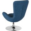 Flash Furniture Egg Series White LeatherSoft Side Reception Chair(Blue Fabric)