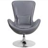 Flash Furniture Egg Series White LeatherSoft Side Reception Chair(Gray Leathersoft)