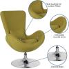Flash Furniture Egg Series White LeatherSoft Side Reception Chair(Green Fabric)