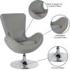 Flash Furniture Egg Series White LeatherSoft Side Reception Chair(Light Gray Fabric)