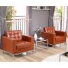 Flash Furniture HERCULES Lacey Series Contemporary Black LeatherSoft Chair with Stainless Steel Frame(Cognac)
