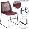Flash Furniture HERCULES Series 661 lb. Capacity Black Stack Chair with Air-Vent Back and Black Powder Coated Sled Base(Burgundy)