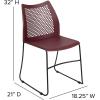 Flash Furniture HERCULES Series 661 lb. Capacity Black Stack Chair with Air-Vent Back and Black Powder Coated Sled Base(Burgundy)