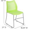 Flash Furniture HERCULES Series 661 lb. Capacity Black Stack Chair with Air-Vent Back and Black Powder Coated Sled Base(Green)