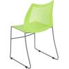 Flash Furniture HERCULES Series 661 lb. Capacity Black Stack Chair with Air-Vent Back and Black Powder Coated Sled Base(Green)