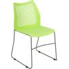 Flash Furniture HERCULES Series 661 lb. Capacity Black Stack Chair with Air-Vent Back and Black Powder Coated Sled Base(Green)