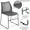 Flash Furniture HERCULES Series 661 lb. Capacity Black Stack Chair with Air-Vent Back and Black Powder Coated Sled Base(Grey)