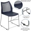 Flash Furniture HERCULES Series 661 lb. Capacity Black Stack Chair with Air-Vent Back and Black Powder Coated Sled Base(Navy)