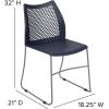 Flash Furniture HERCULES Series 661 lb. Capacity Black Stack Chair with Air-Vent Back and Black Powder Coated Sled Base(Navy)